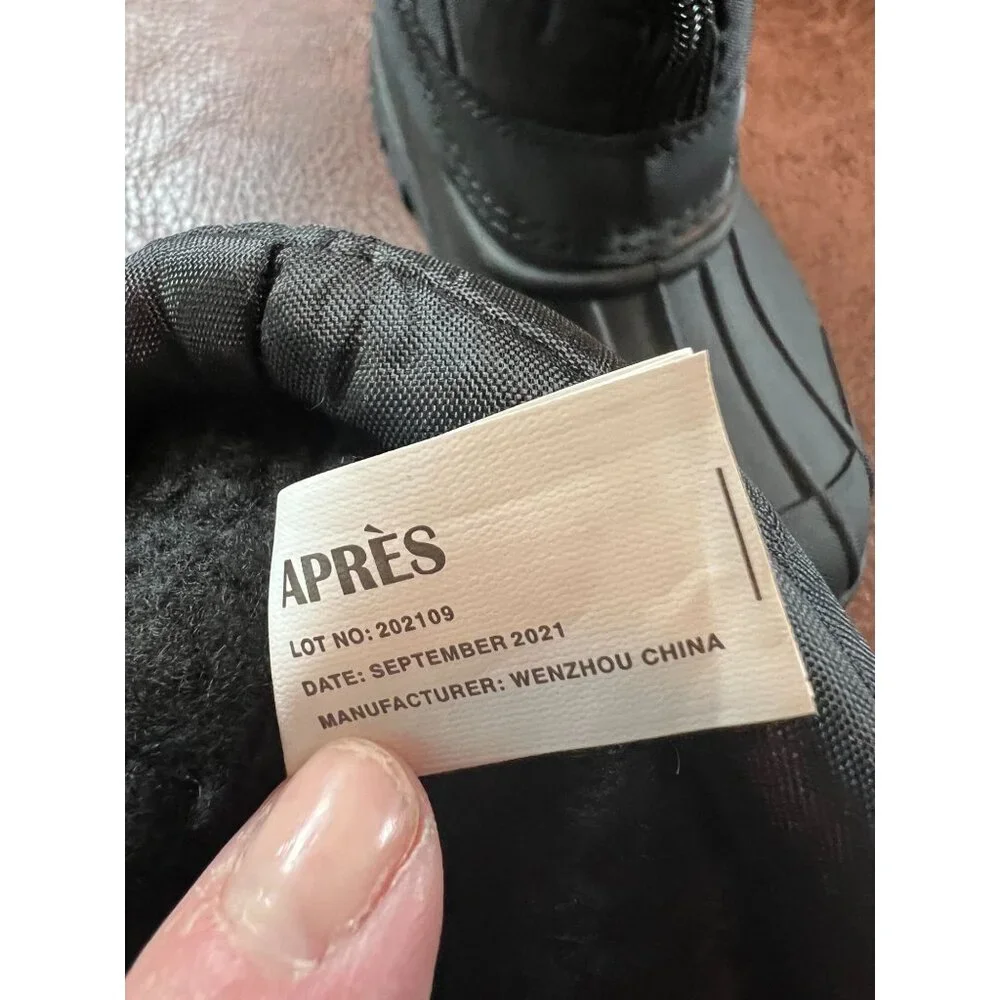 New Après By Lamo Youth Winter Snow Boots Size‎ 1Y Black Faux Fur Lined NWT
